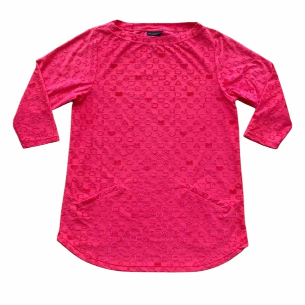 MARC JACOBS Swimwear Hot Pink Terrycloth Logo Tunic Cover-Up Sz M